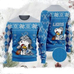 Spread Holiday Cheer With Detroit Lions Christmas Sweater – Adorable Snoopy - available at - rugbyfanstore.com