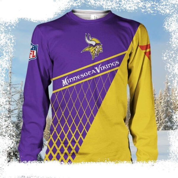 Stand Out In The Crowd With Yellow Purple Vikings Christmas Sweater - available at - rugbyfanstore.com