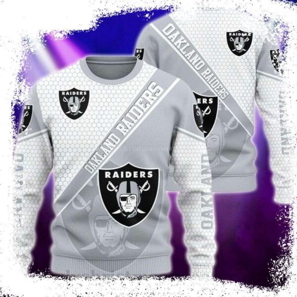 Stretch Mesh Oakland Raiders Ugly Christmas Sweater – Ideal Gift for Fans - available at - rugbyfanstore.com