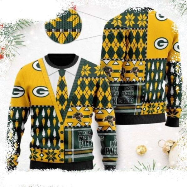 Stylish Cardigan Style Meets Green Bay Packers Ugly Christmas Sweater - available at - rugbyfanstore.com