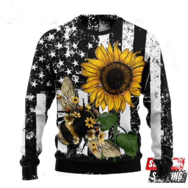 Sunflower Bee Ugly Christmas Sweaters - available at - rugbyfanstore.com