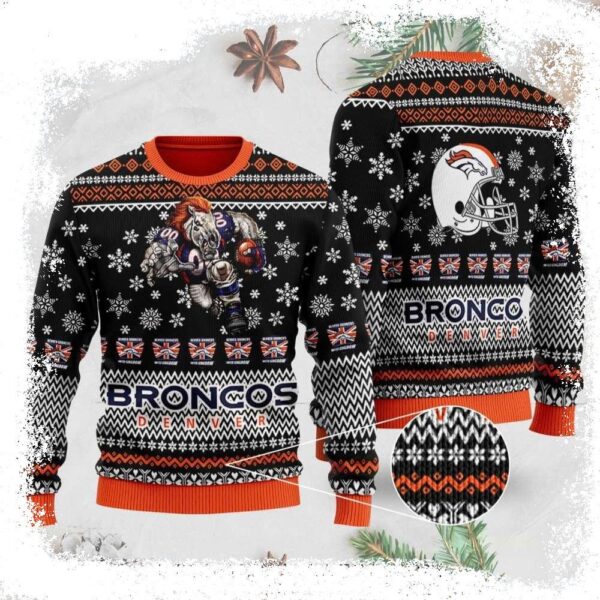 Team Mascot Graphics NFL Denver Broncos Ugly Christmas Sweater - available at - rugbyfanstore.com