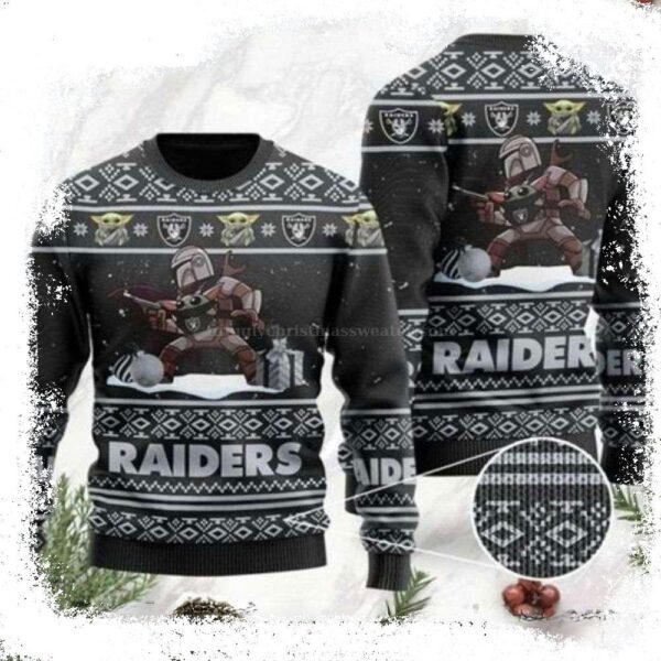 The Mandalorian Baby Yoda Boba Fett Raiders Ugly Christmas Sweater – A Perfect Gift For Him - available at - rugbyfanstore.com