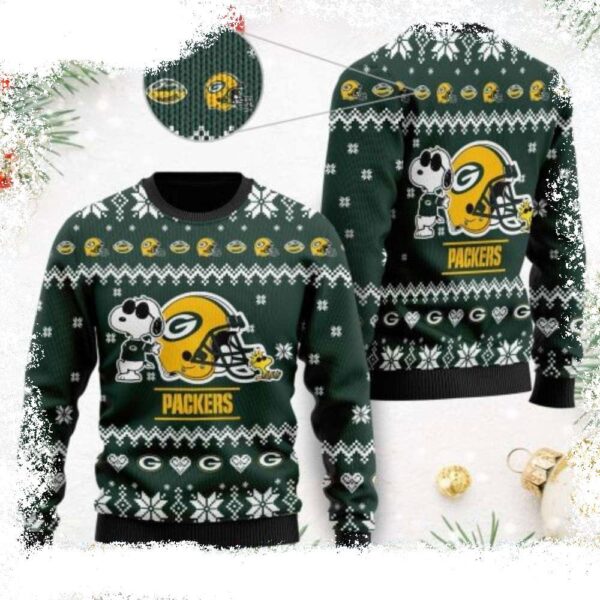 The Snoopy Show Football Helmet – NFL Packers Christmas Sweater - available at - rugbyfanstore.com