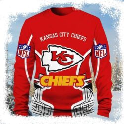 Ugly Christmas Sweater – Kansas City Chiefs Theme With Logo - available at - rugbyfanstore.com