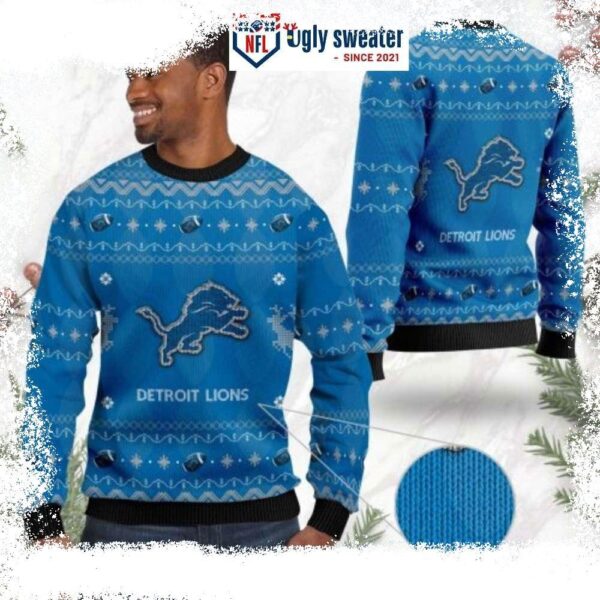 Ugly Christmas Sweater With Detroit Lions Logo – Perfect Gift For Him - available at - rugbyfanstore.com