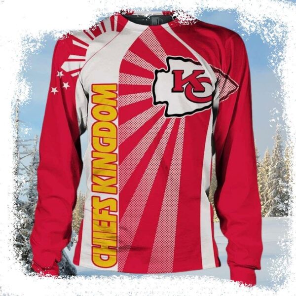 Ugly Christmas Sweater With Kansas City Chiefs Logo And Chiefs Kingdom - available at - rugbyfanstore.com