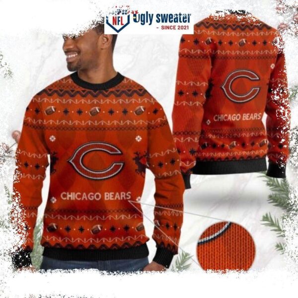 Unique Chicago Bears Gifts For Him – Christmas Sweater Logo Pattern - available at - rugbyfanstore.com