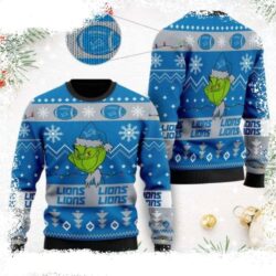 Unique Detroit Lions Gift – Ugly Christmas Sweater With Playful Grinch Design - available at - rugbyfanstore.com