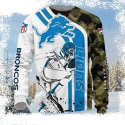 Unique Detroit Lions Gifts – Ugly Christmas Sweater In White Blue Camo - available at - rugbyfanstore.com