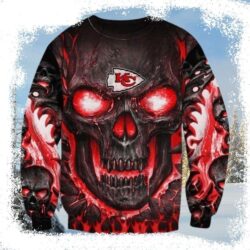 Unique Gifts For Kc Chiefs Fans – Skull Ugly Christmas Sweater - available at - rugbyfanstore.com