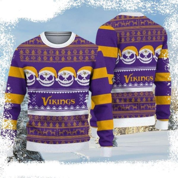 Unique Minnesota Vikings Gifts For Him – Pumpkin Pattern Sweater - available at - rugbyfanstore.com