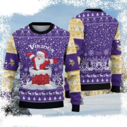 Unique Minnesota Vikings Gifts For Him – Santa Claus Chimney Sweater - available at - rugbyfanstore.com