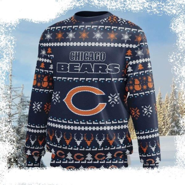 Warm Up In Style – Chicago Bears Ugly Christmas Sweater With Logo Print - available at - rugbyfanstore.com