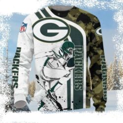 White Camo Design On Green Bay Packers Ugly Christmas Sweater - available at - rugbyfanstore.com