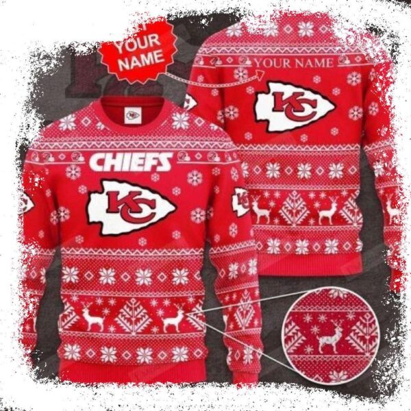 Winter Wonderland – NFL Kansas City Chiefs Snowflake Sweater - available at - rugbyfanstore.com