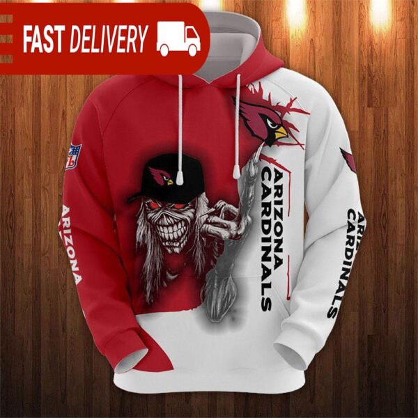 Arizona Cardinals Long Hair Skull Halloween Hoodie NFL Gifts - available at - rugbyfanstore.com