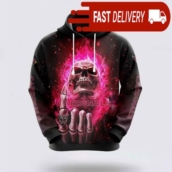 Arizona Cardinals Red Flaming Skull Halloween NFL Hoodie Gifts for Fans - available at - rugbyfanstore.com