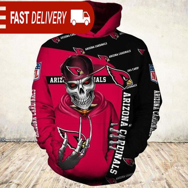 Arizona Cardinals Skull of Death Halloween Hoodie NFL Gifts - available at - rugbyfanstore.com