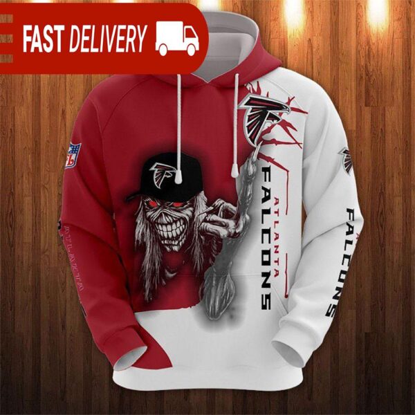 Atlanta Falcons Long Hair Skull Halloween Hoodie NFL Gifts - available at - rugbyfanstore.com