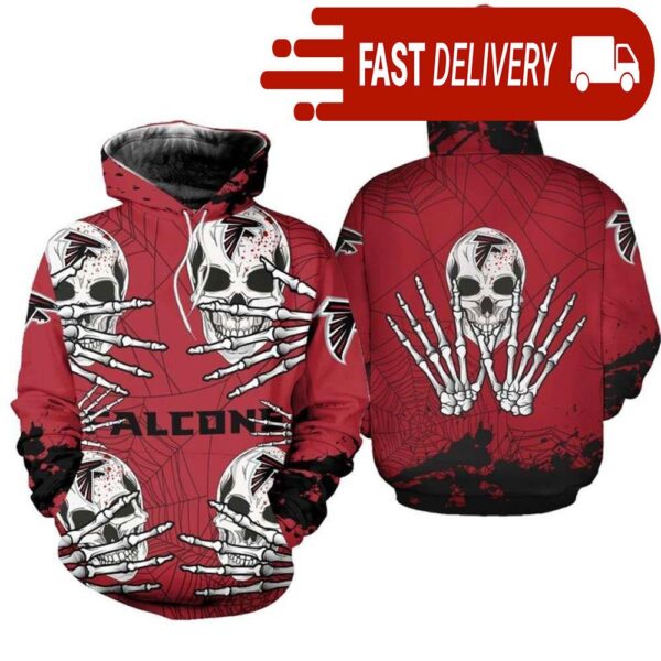 Atlanta Falcons Skull 3D Hoodie for Halloween Best NFL Gifts for Fans - available at - rugbyfanstore.com