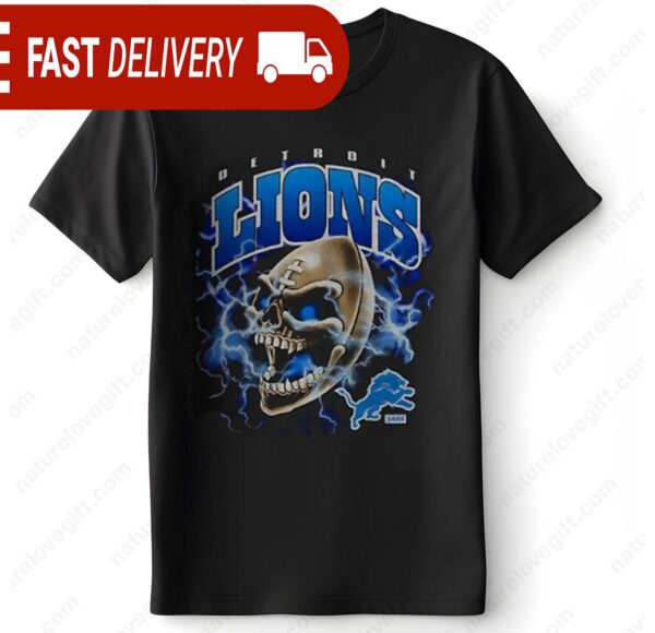 Badass Detroit Lions Skull Football Graphic T-Shirt NFL Gift - available at - rugbyfanstore.com