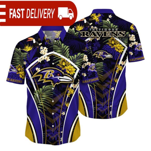 Baltimore Ravens NFL Flower Tropical Hawaiian Shirt - available at - rugbyfanstore.com