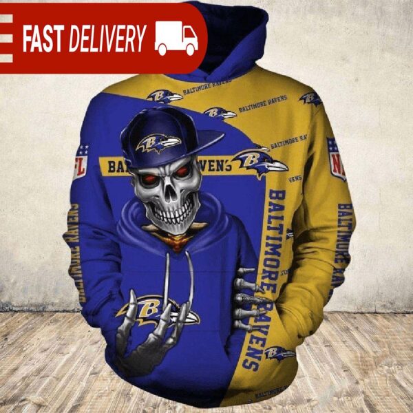 Baltimore Ravens Skull of Death Halloween Hoodie NFL Gifts - available at - rugbyfanstore.com