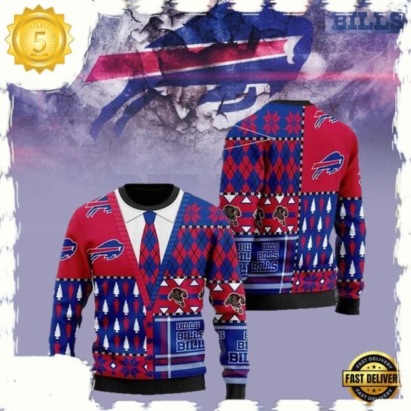 Buffalo Bills American Football Team Cardigan NFL Christmas Ugly Sweater - available at - rugbyfanstore.com