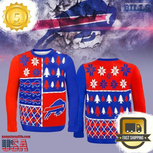 Buffalo Bills Busy Block NFL Christmas Ugly Sweater - available at - rugbyfanstore.com