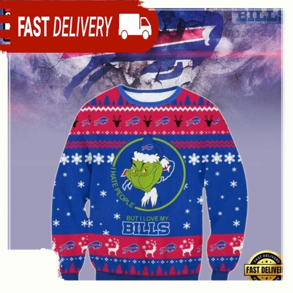 Buffalo Bills Grinch But I Love My Bills NFL Ugly Christmas Sweater - available at - rugbyfanstore.com