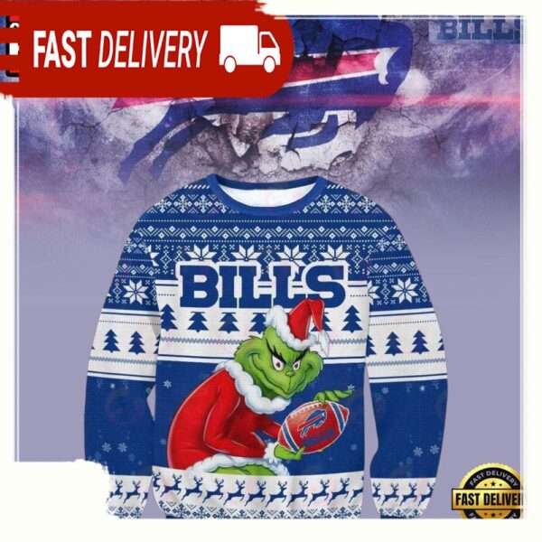 Buffalo Bills Grinch NFL Blue Color Christmas Ugly Sweater - available at - rugbyfanstore.com