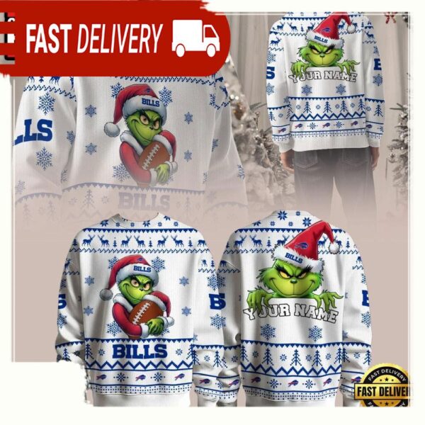 Buffalo Bills Grinch NFL Premium Ugly Christmas Sweater - available at - rugbyfanstore.com