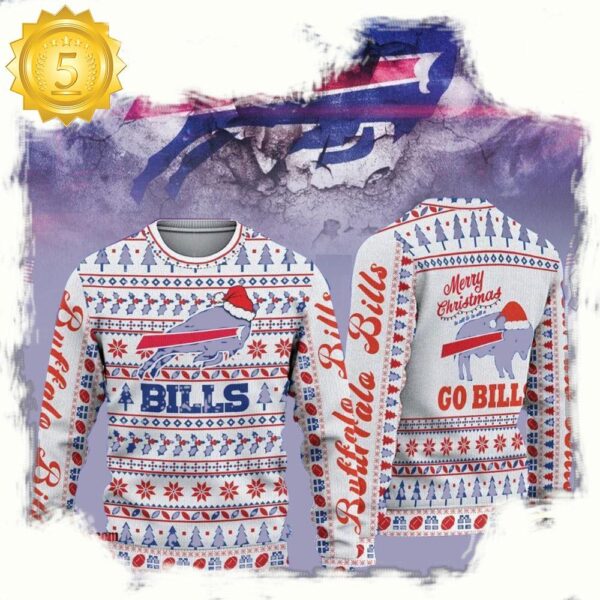 Buffalo Bills Merry Christmas Go Bills Ugly Sweater - available at - rugbyfanstore.com