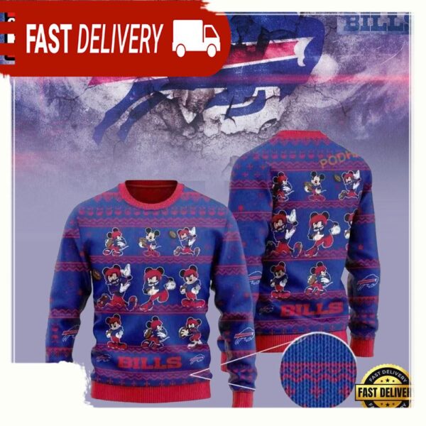 Buffalo Bills Mickey Mouse NFL Christmas Ugly Sweater - available at - rugbyfanstore.com