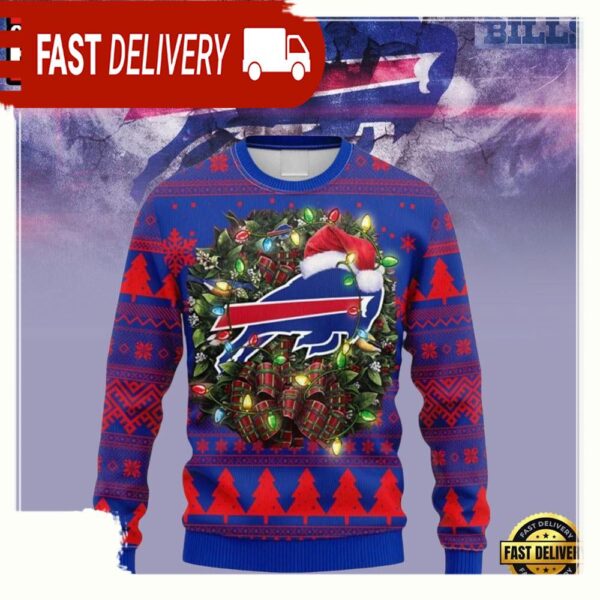 Buffalo Bills NFL Blue Red Color Christmas Ugly Sweater - available at - rugbyfanstore.com