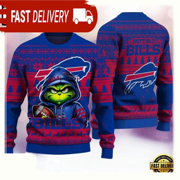 Buffalo Bills X Grinch NFL Ugly Christmas Woolen Sweater - available at - rugbyfanstore.com