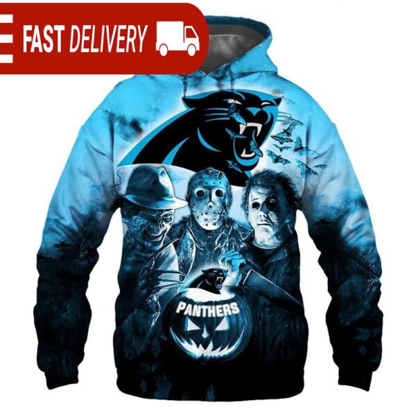 Carolina Panthers Horror Night Freddy Jason Michael Myers Hoodie Halloween NFL Gifts - available at - rugbyfanstore.com