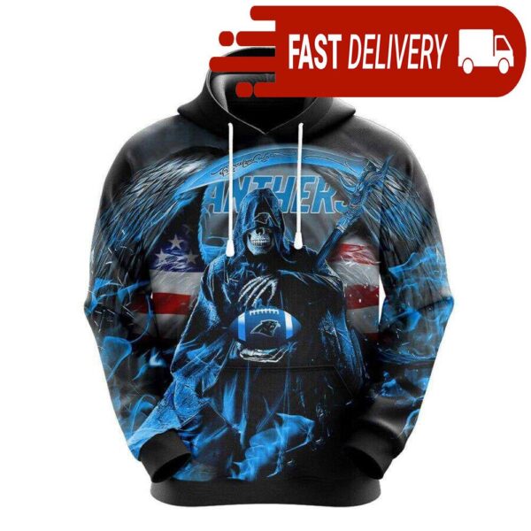 Carolina Panthers The Death Holding Football Halloween NFL Hoodie Gifts for Fans - available at - rugbyfanstore.com