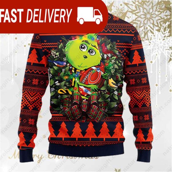 Chicago Bears Grinch Hug Football NFL Ugly Christmas Sweater - available at - rugbyfanstore.com