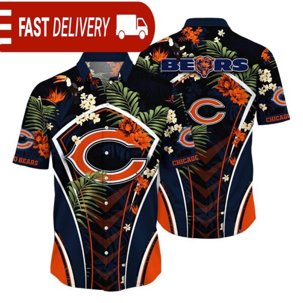 Chicago Bears NFL Flower Tropical Hawaiian Shirt - available at - rugbyfanstore.com