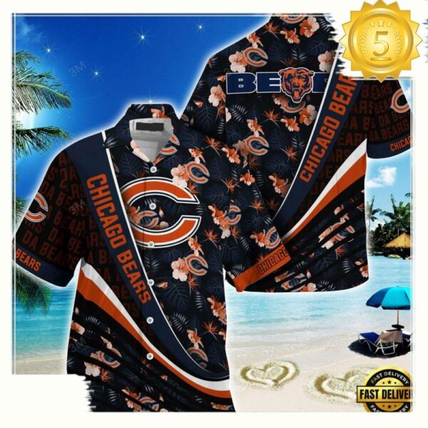 Chicago Bears NFL Hawaii Shirt With Tropical Flower Pattern - available at - rugbyfanstore.com