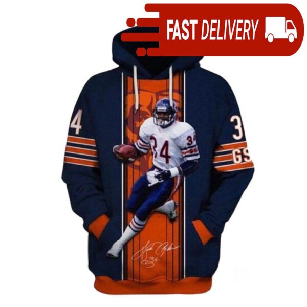 Chicago Bears Walter Payton Memorial NFL 3D Hoodie Gifts for Fans - available at - rugbyfanstore.com