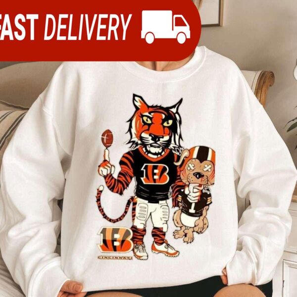 Cincinnati Bengals Cleveland Browns Mascot NFL Sweatshirt Gifts for Fans - available at - rugbyfanstore.com