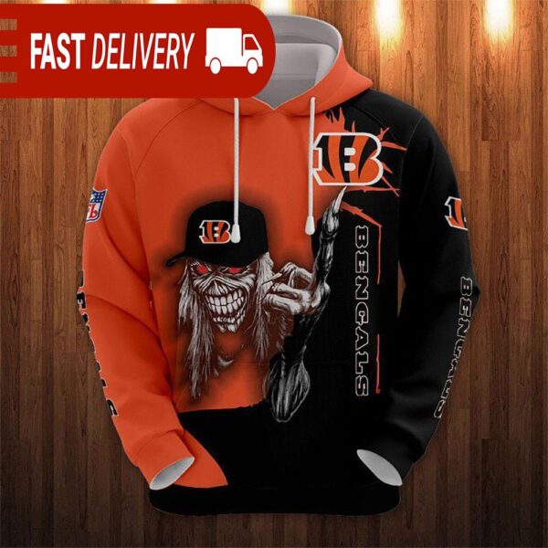 Cincinnati Bengals Long Hair Skull Halloween Hoodie NFL Gifts - available at - rugbyfanstore.com