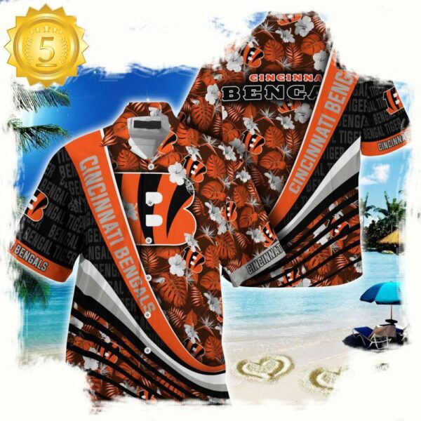 Cincinnati Bengals NFL Hawaii Shirt With Tropical Flower Pattern - available at - rugbyfanstore.com