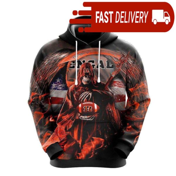 Cincinnati Bengals The Death Holding Football Halloween NFL Hoodie Gifts for Fans - available at - rugbyfanstore.com