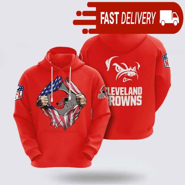 Cleveland Browns American Flag Patriot NFL Hoodie Gifts for Fans - available at - rugbyfanstore.com