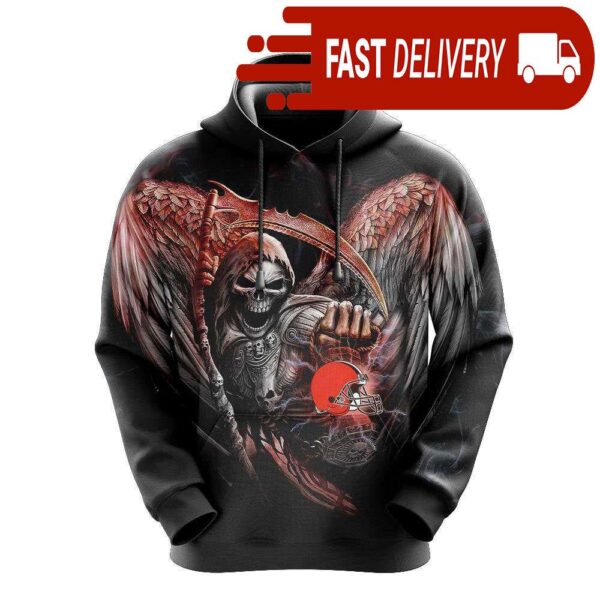 Cleveland Browns Grim Reaper Halloween NFL Hoodie Gifts for Fans - available at - rugbyfanstore.com