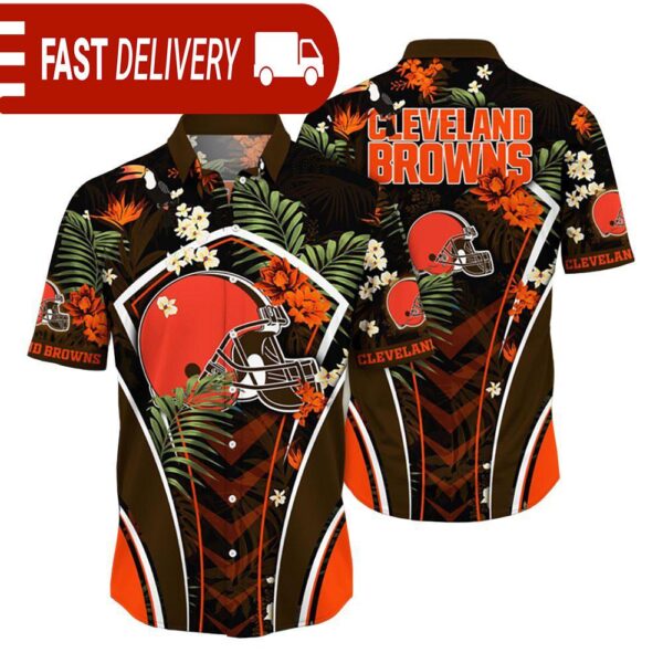 Cleveland Browns NFL Flower Tropical Hawaiian Shirt - available at - rugbyfanstore.com